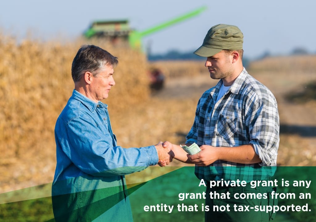 a private grant is any grant that comes fron an entity that is not tax supported