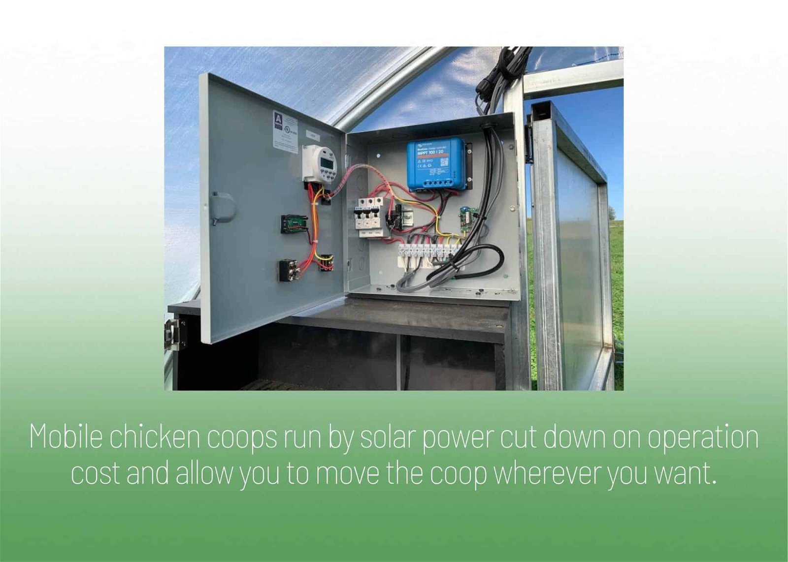 mobile chicken coop run by solar power